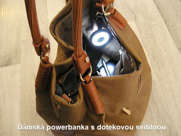 Powerbanka dámská s led svítilnou do tašky